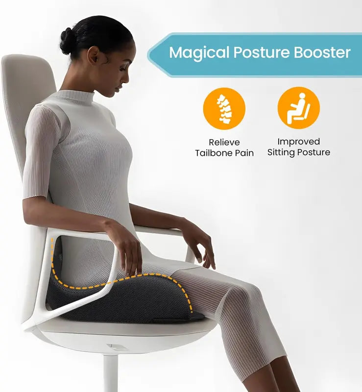Benazcap Ergonomic Memory Foam Seat Cushion for Office, Gaming Chair, & Car, Pressure & Sciatica Pain Relief, Sitting Comfort Healthy Spine Alignment