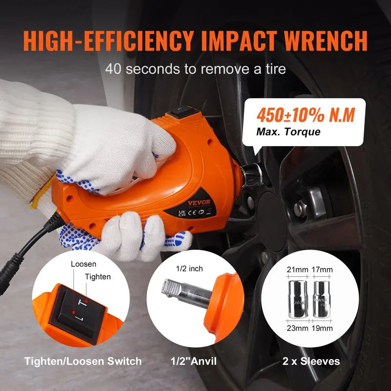 Powerful Electric Car Jack|Portable Car Lift with Built-in Inflatable Pump|Hydraulic Jack with Electric High-efficiency Impact Wrench